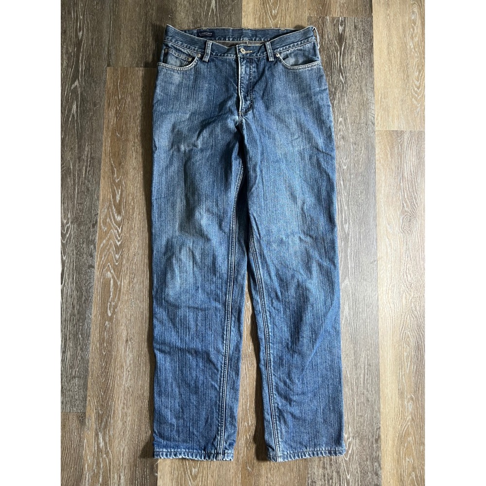 Lands End Traditional Fit Tapered Leg Jeans Blue Denim‎ Mens Size 32